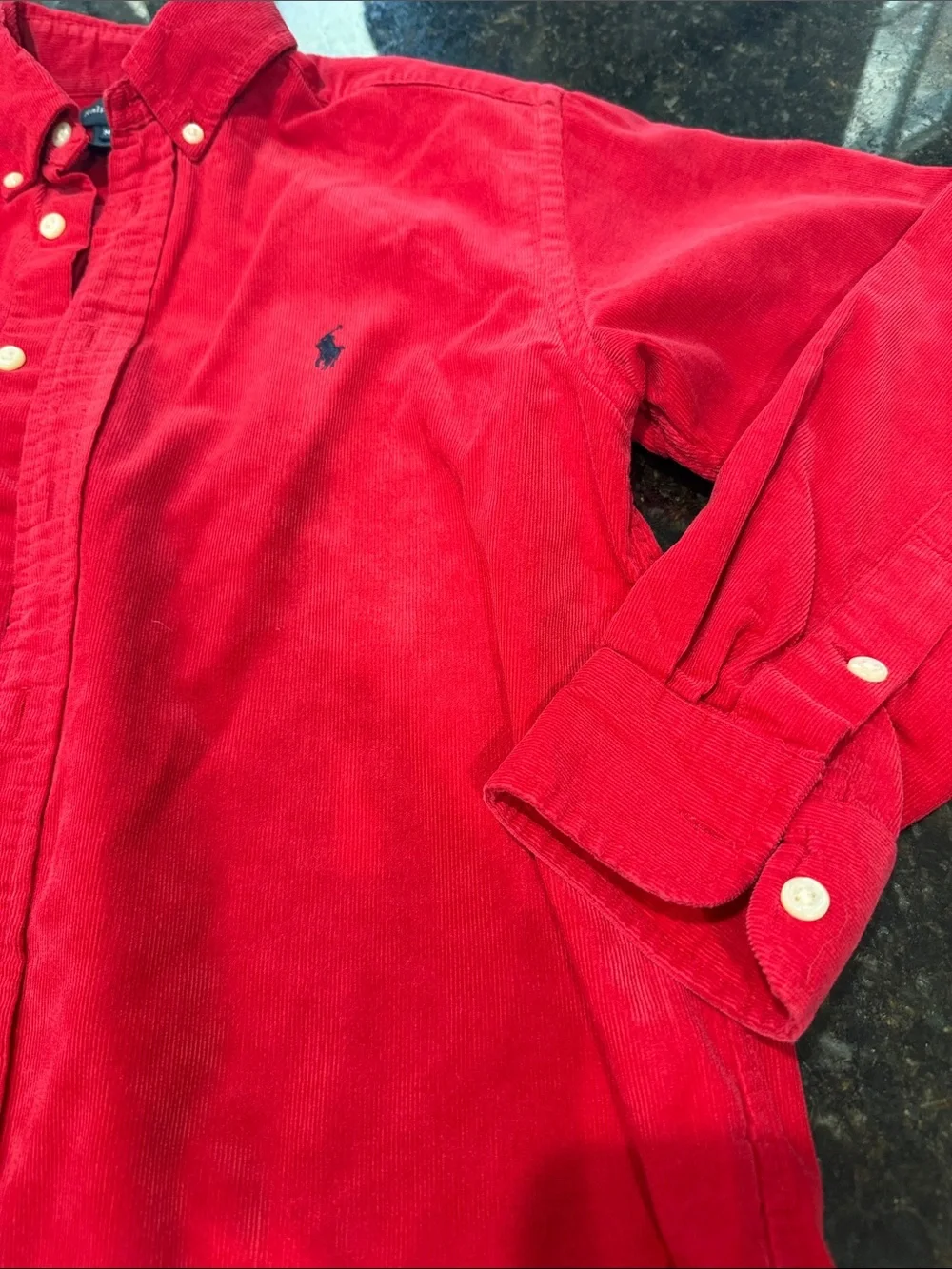 Ralph Lauren Bright Red Corduroy Button-Down Shirt